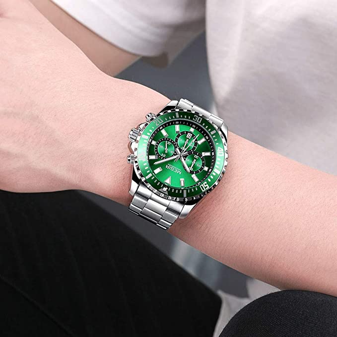 RELOJ MEGIR ACERO VERDE MEG-48