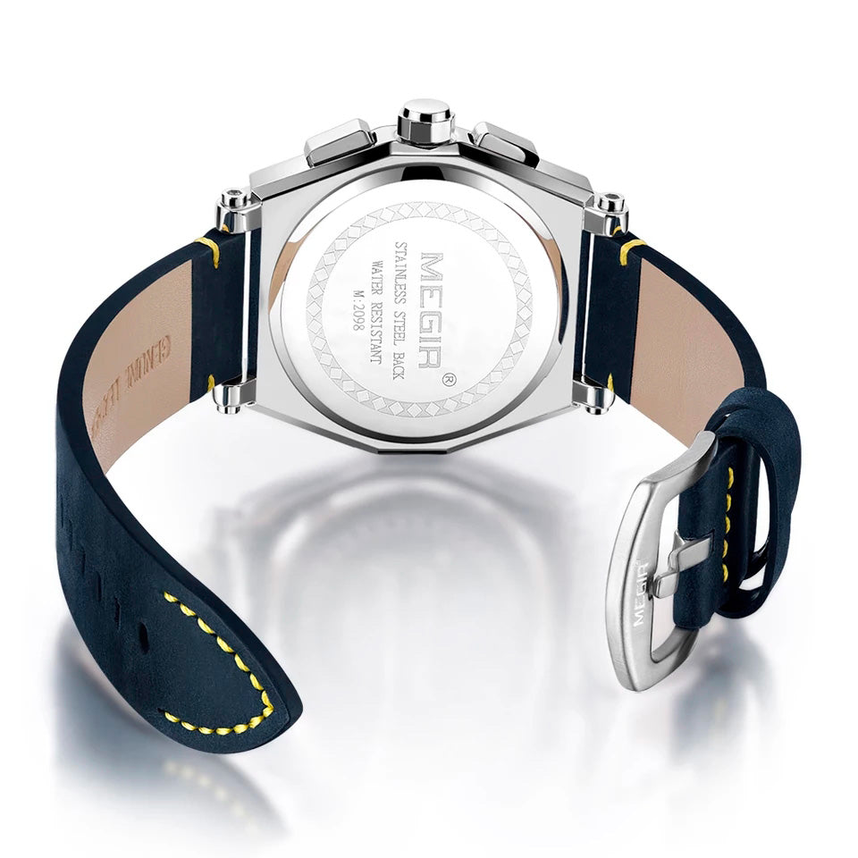 Reloj Megir MEG-26 Hombre Cuero Azul