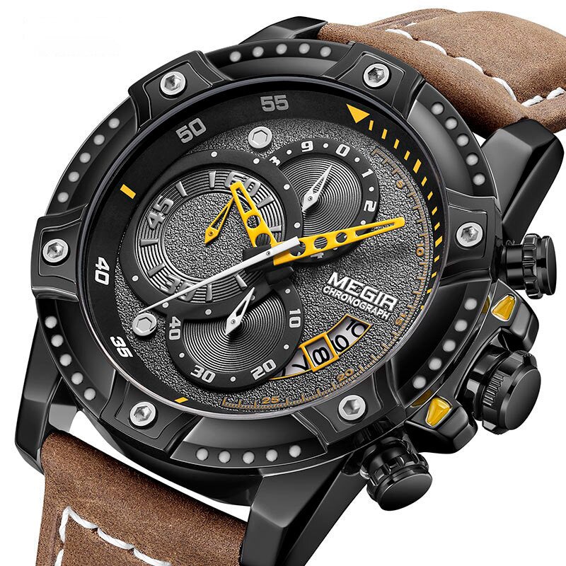 RELOJ MEGIR CUERO NEGRO MEG-35