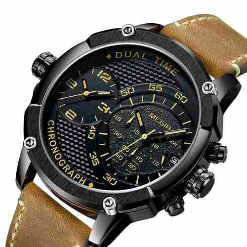 RELOJ MEGIR CUERO NEGRO MEG-36