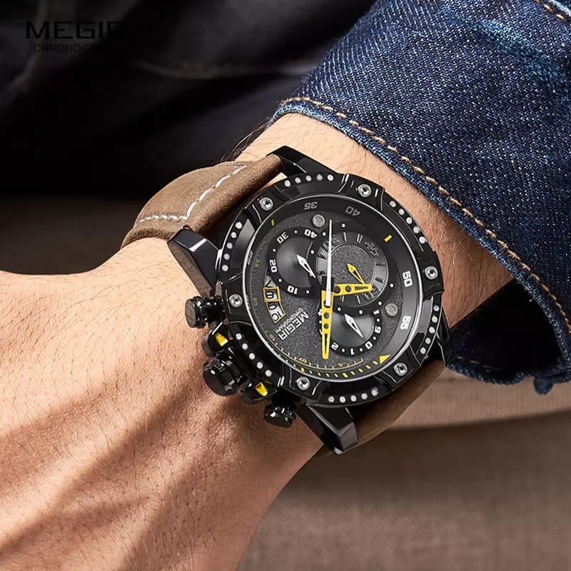 RELOJ MEGIR CUERO NEGRO MEG-35