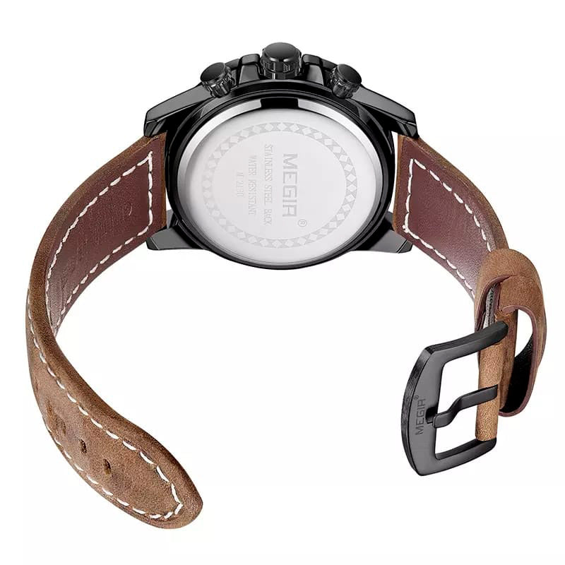 RELOJ MEGIR CUERO NEGRO MEG-35