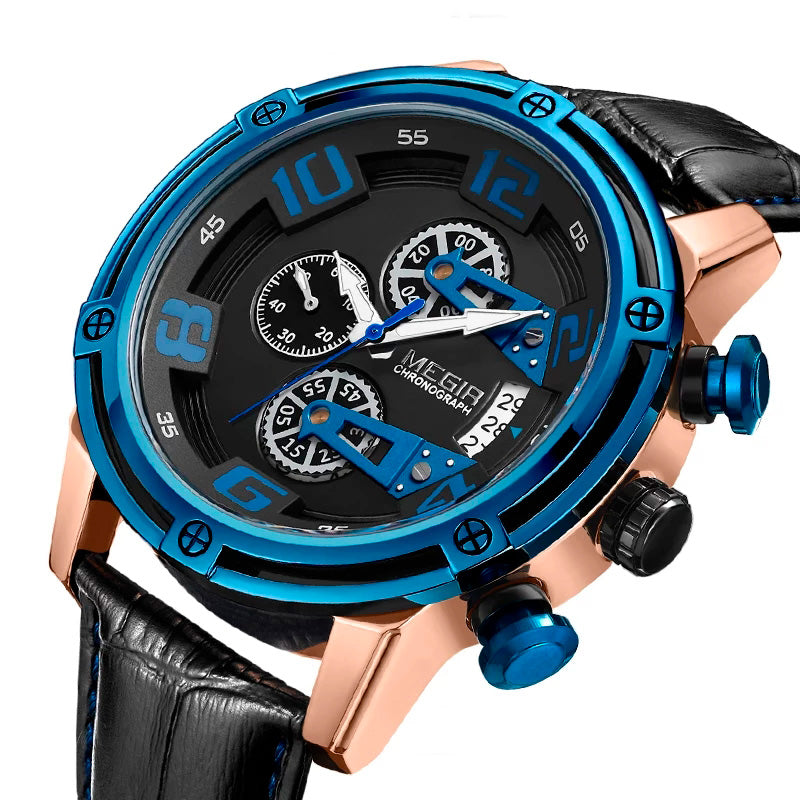 RELOJ MEGIR CUERO NEGRO MEG-39