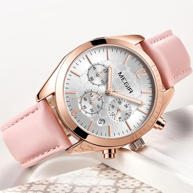 Reloj Megir Mujer Cuero Rosa | MEG-M-2