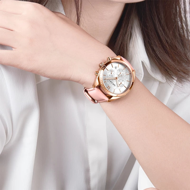 RELOJ MEGIR CUERO ROSA MEG-M-2