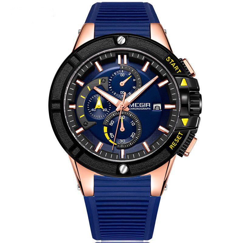 RELOJ MEGIR SILICONA AZUL DORADO MEG-9