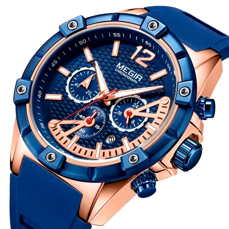 RELOJ MEGIR CORREA SILICONA AZUL MEG-7