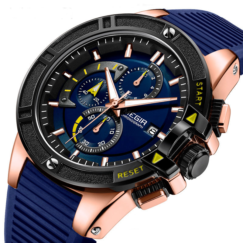 RELOJ MEGIR SILICONA AZUL DORADO MEG-9