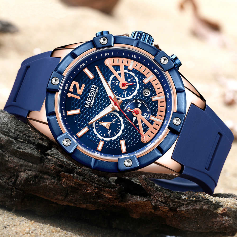 RELOJ MEGIR CORREA SILICONA AZUL MEG-7