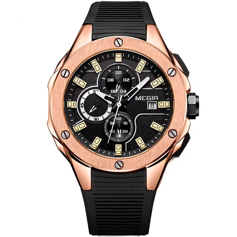 RELOJ MEGIR CAUCHO NEGRO MEG-15