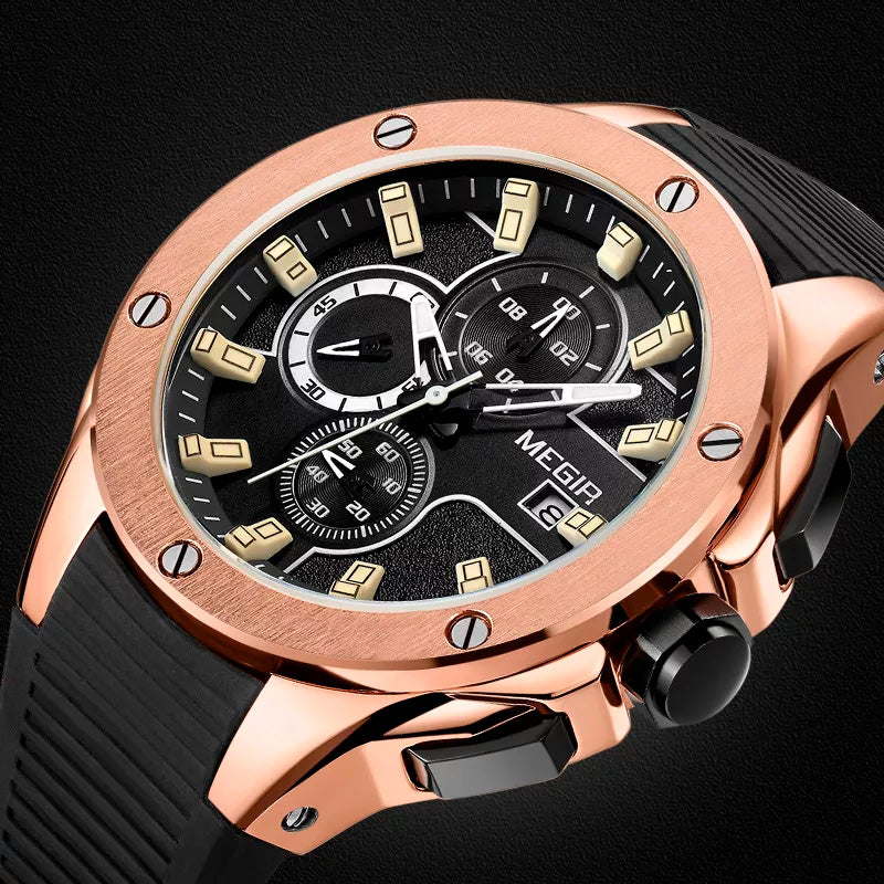 Reloj Megir MEG-15 Hombre Deportivo Negro