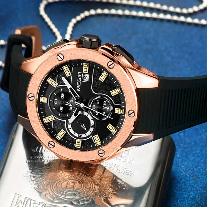 Reloj Megir Hombre Deportivo Negro | MEG-15