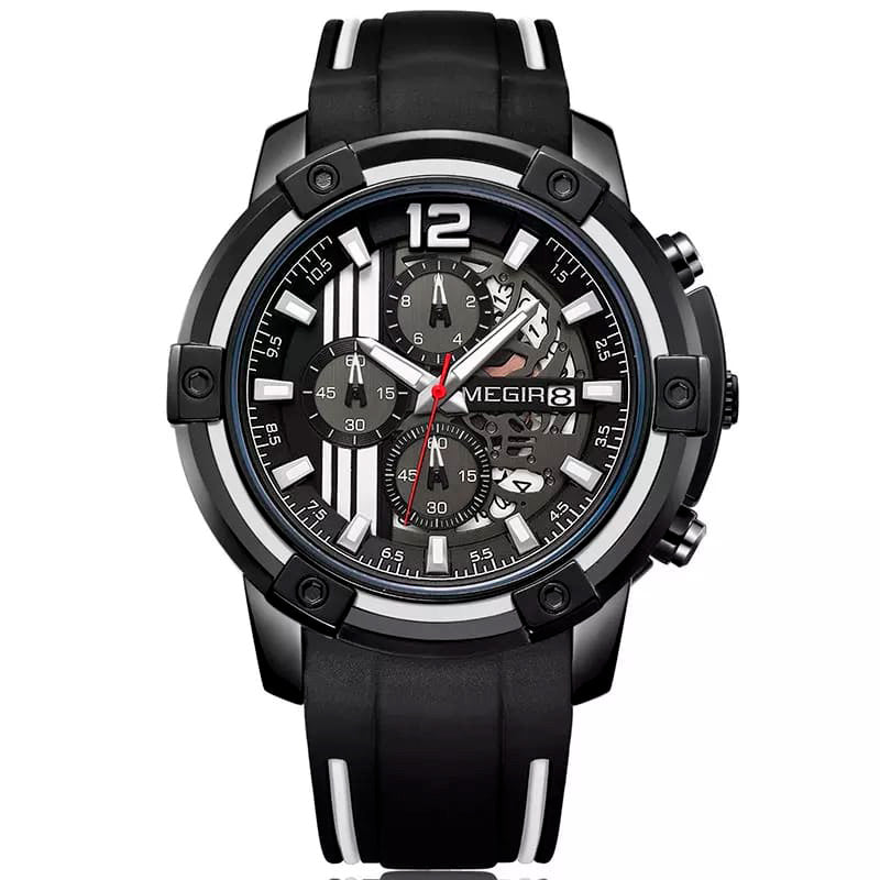 RELOJ MEGIR SILICONA NEGRO BLANCO MEG-6