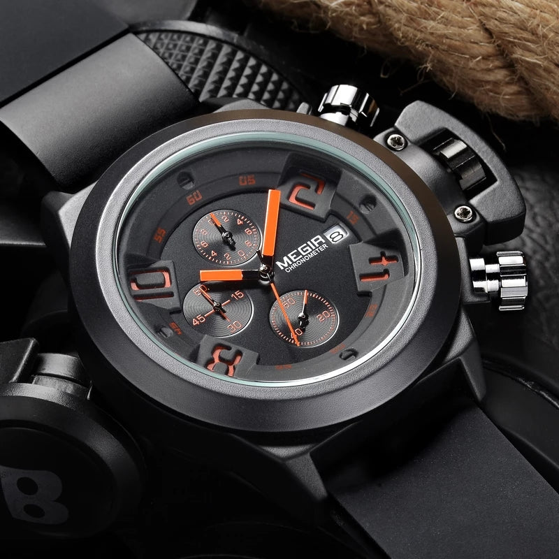 RELOJ MEGIR SILICONA NEGRO ANCLA MEG-18