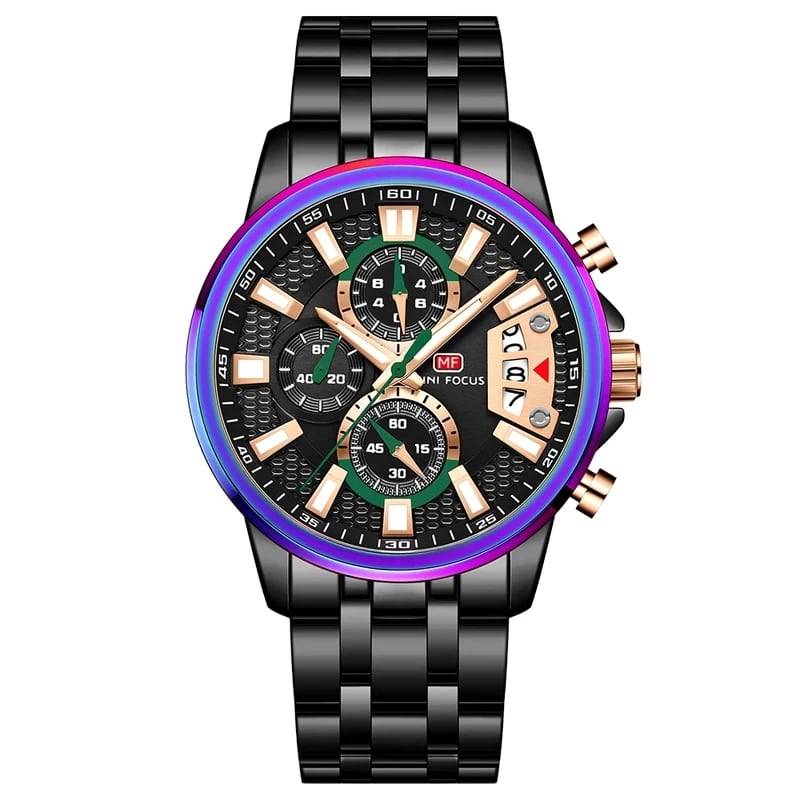 RELOJ MINIFOCUS ACERO NEGRO-MORADO MIN-22