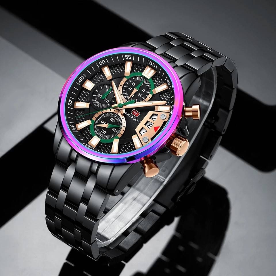 Reloj Minifocus Hombre Acero Negro | MIN-22