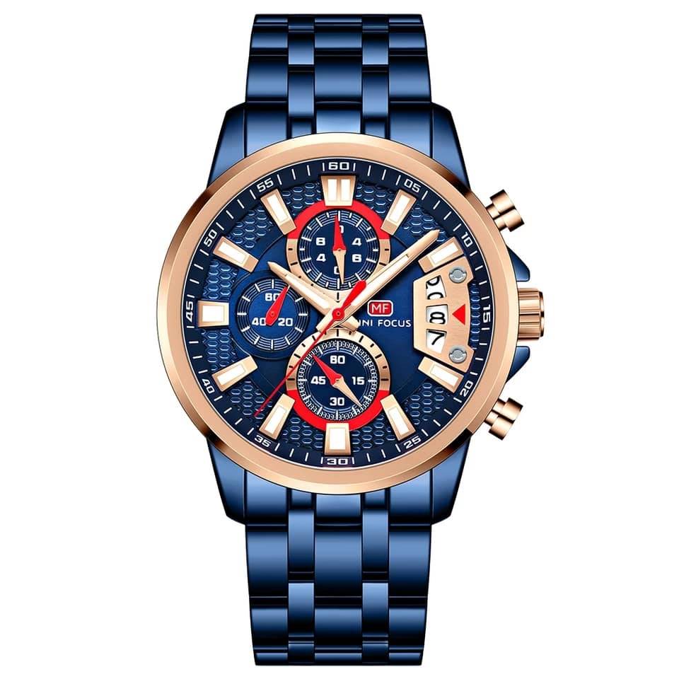 Reloj Minifocus Hombre Acero Azul | MIN-21