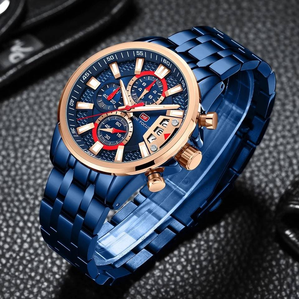 Reloj Minifocus Hombre Acero Azul | MIN-21