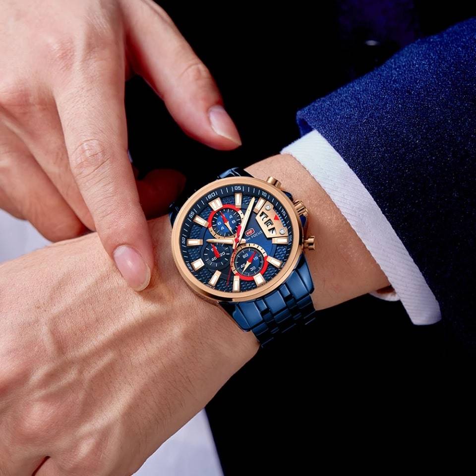 Reloj Minifocus Hombre Acero Azul | MIN-21