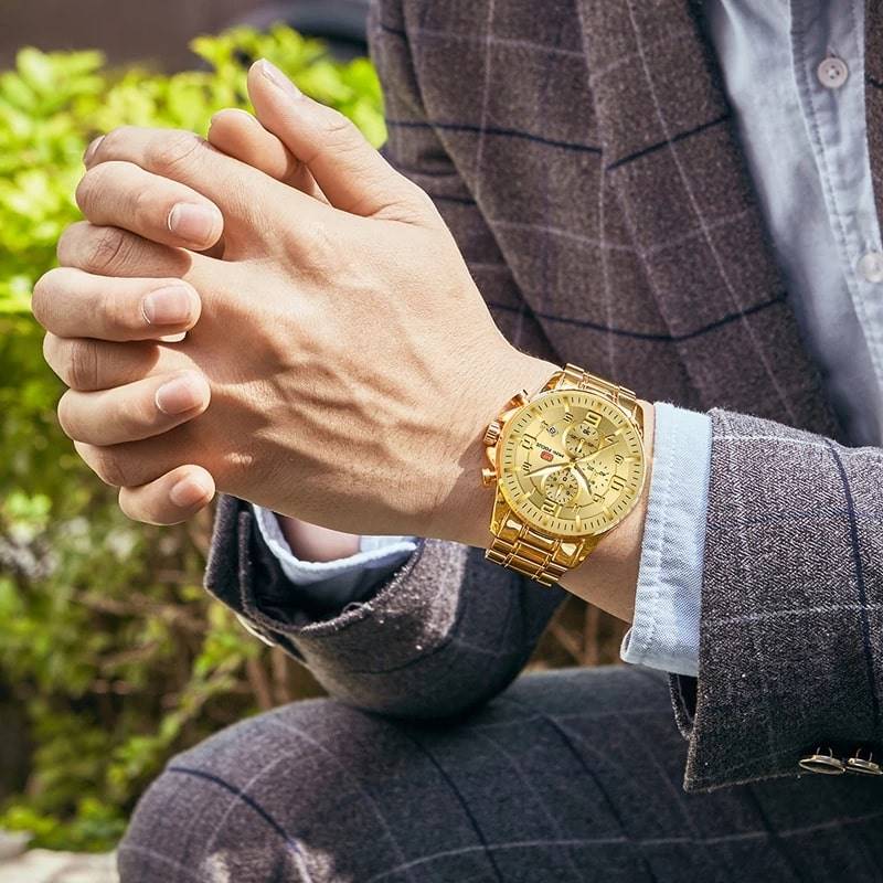 Reloj Minifocus Hombre Acero Dorado | MIN-25