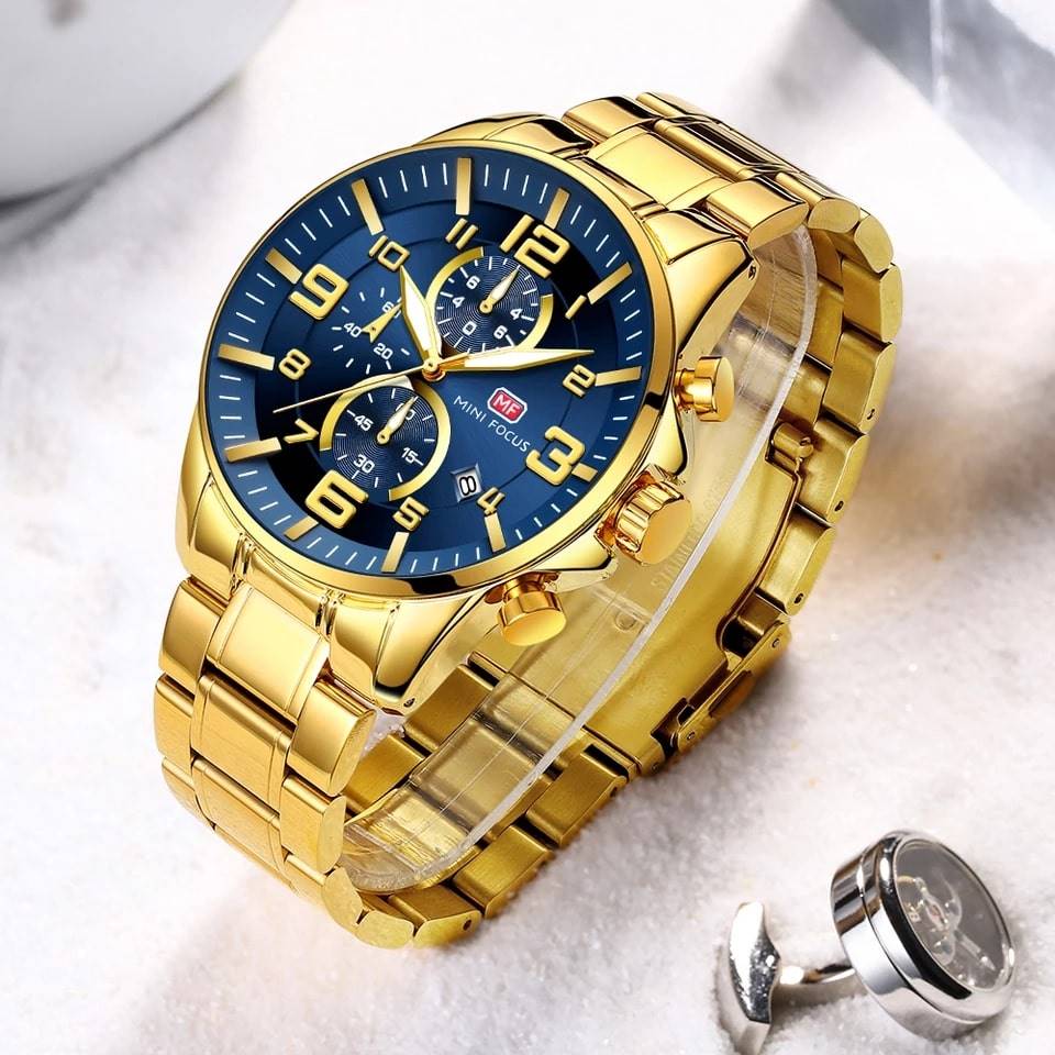 RELOJ MINIFOCUS ACERO DORADO AZUL MIN-26