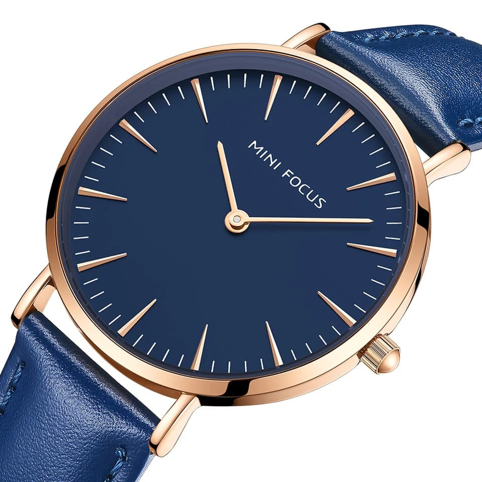 RELOJ MINIFOCUS CUERO AZUL MIN-M-23