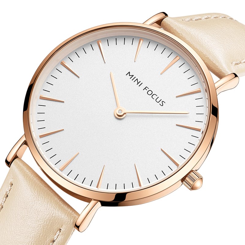 RELOJ MINIFOCUS CUERO CREMA MIN-M-21