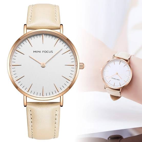 RELOJ MINIFOCUS CUERO CREMA MIN-M-21