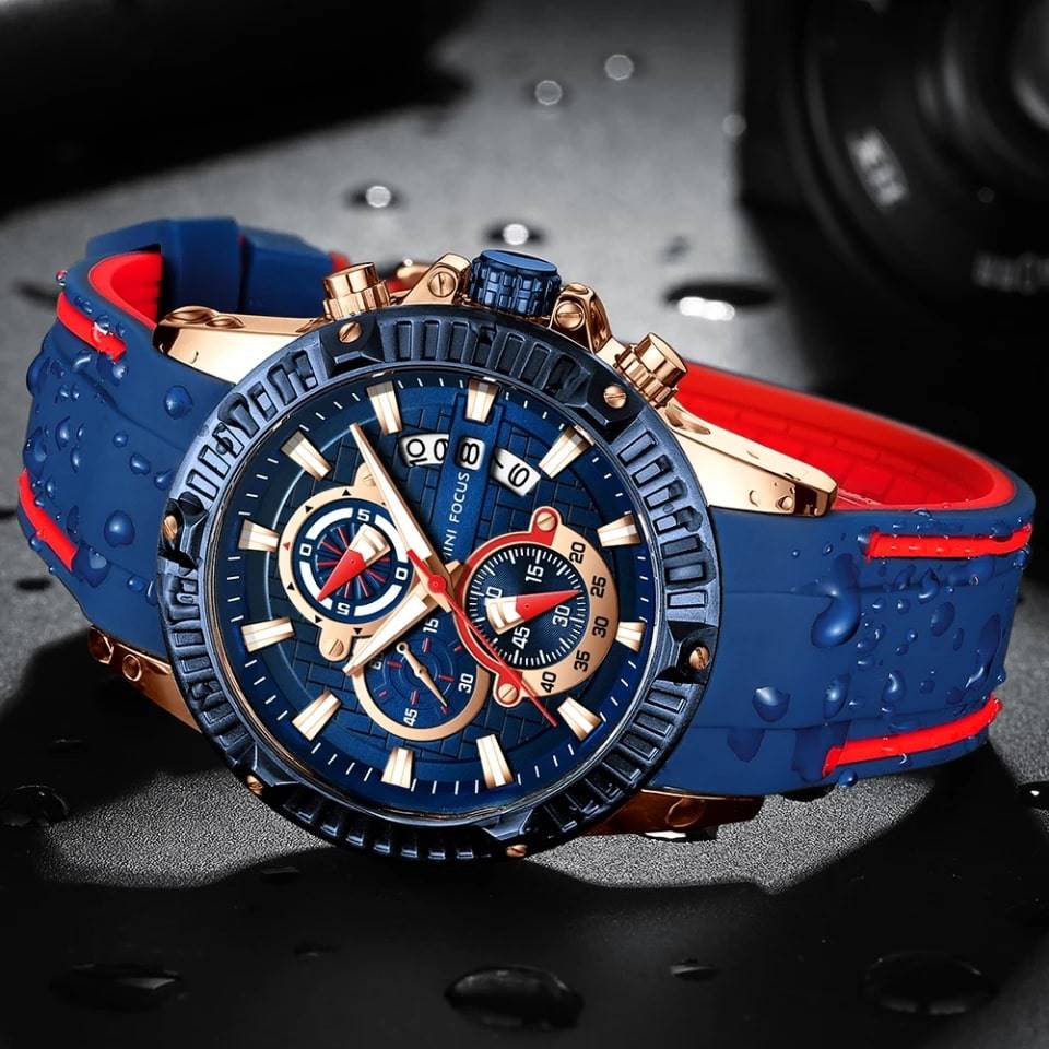 RELOJ MINIFOCUS SILICONA AZUL-ROJO MIN-10