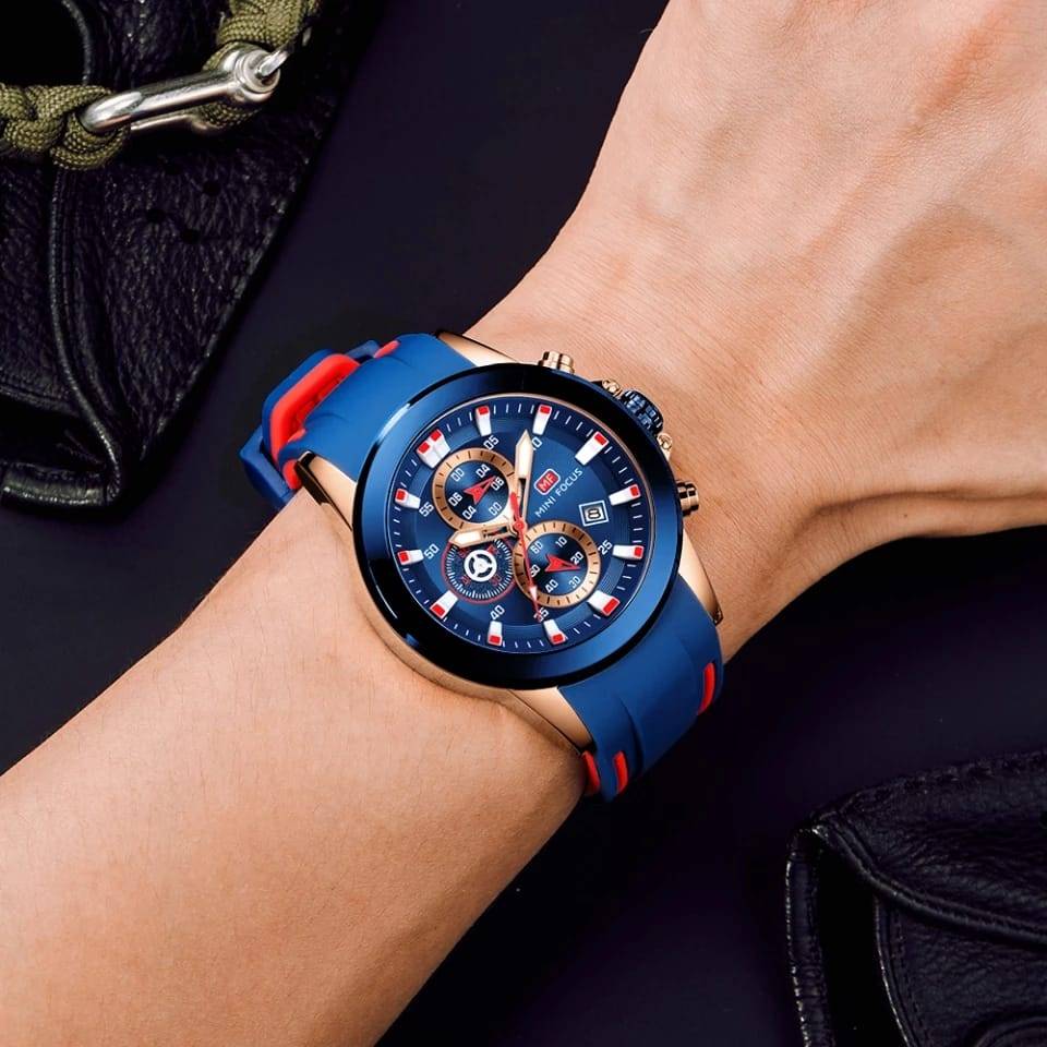 RELOJ MINIFOCUS SILICONA AZUL-ROJO MIN-13