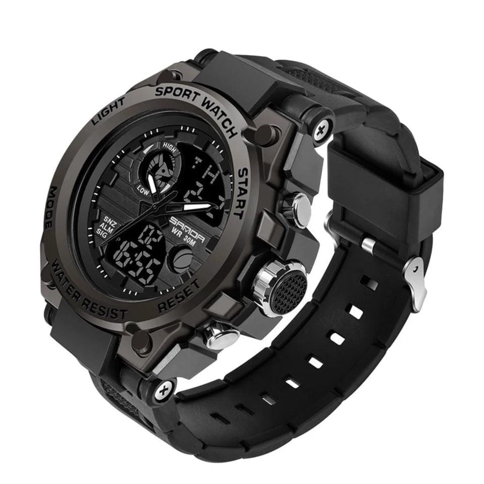 RELOJ SANDA SILICONA NEGRO-PLATA SAN-1