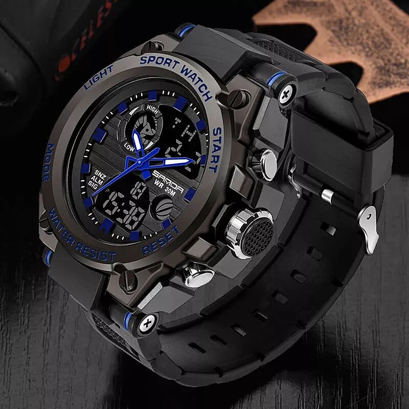 RELOJ SANDA SILICONA NEGRO-AZUL SAN-3