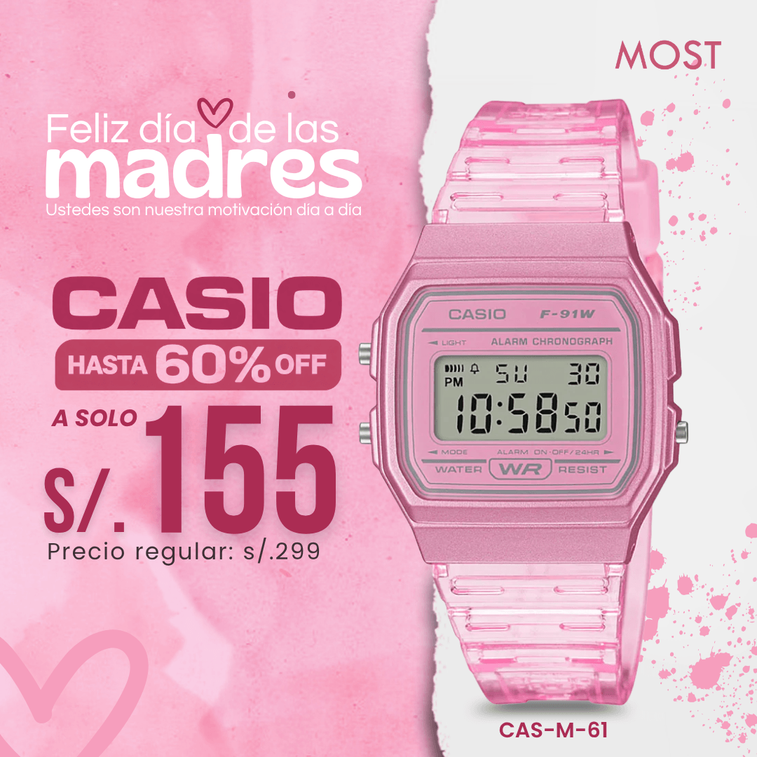 Reloj Casio F-91WS-4D Mujer Resina Rosado