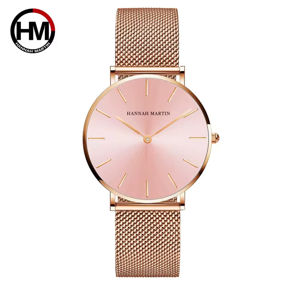 RELOJ HANNAH MARTIN MALLA ORO ROSA-ROSA HAN-M-6