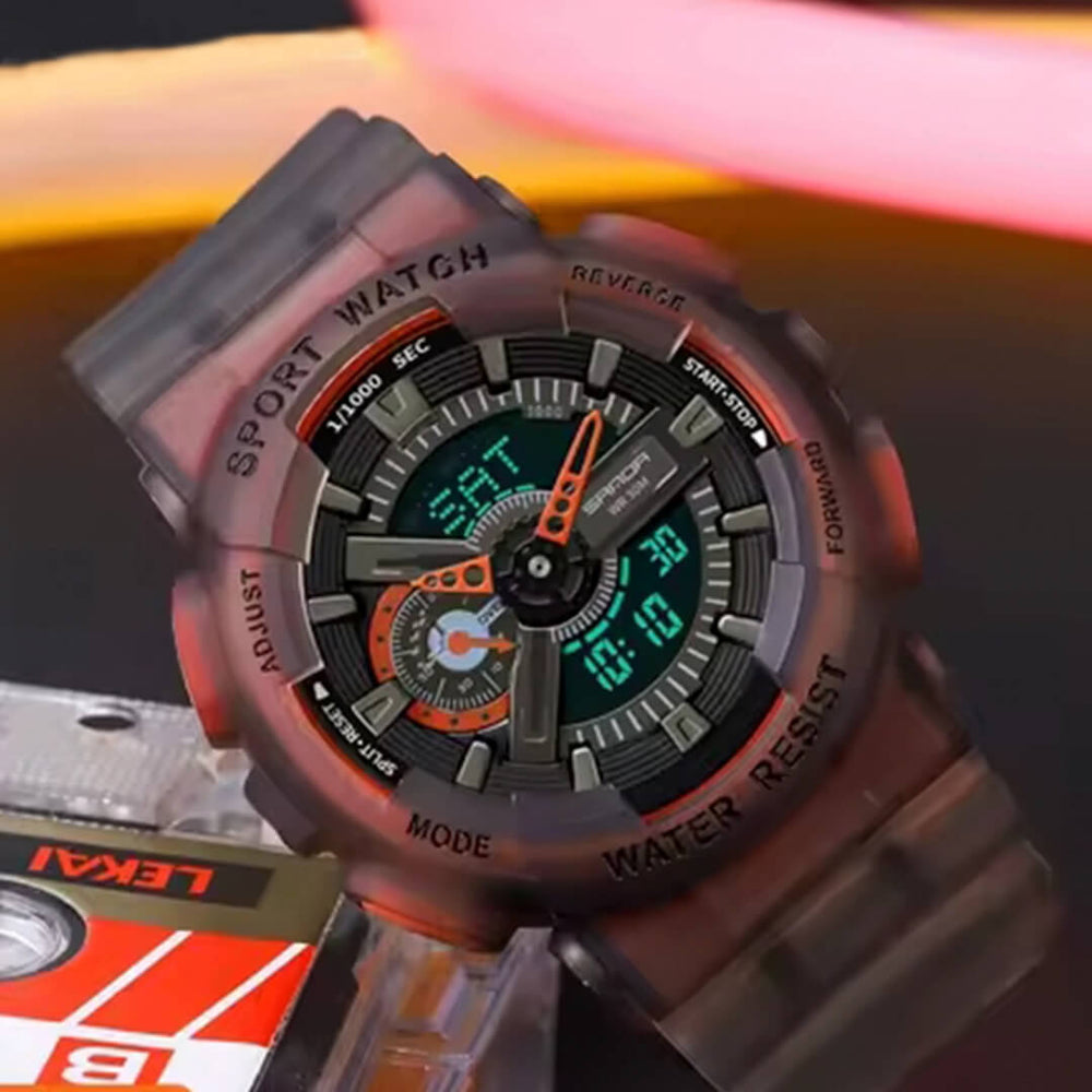 Reloj Sanda SAN-17 Hombre Deportivo Gris y Naranja