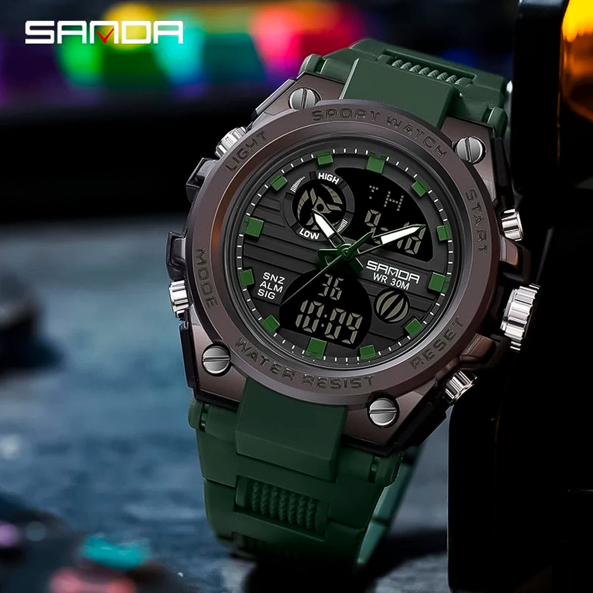 RELOJ SANDA SILICONA VERDE SAN-9