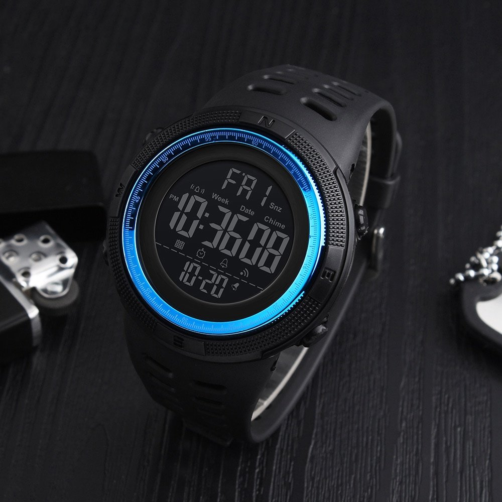 RELOJ SKMEI SILICONA NEGRO CON AZUL SKM-1