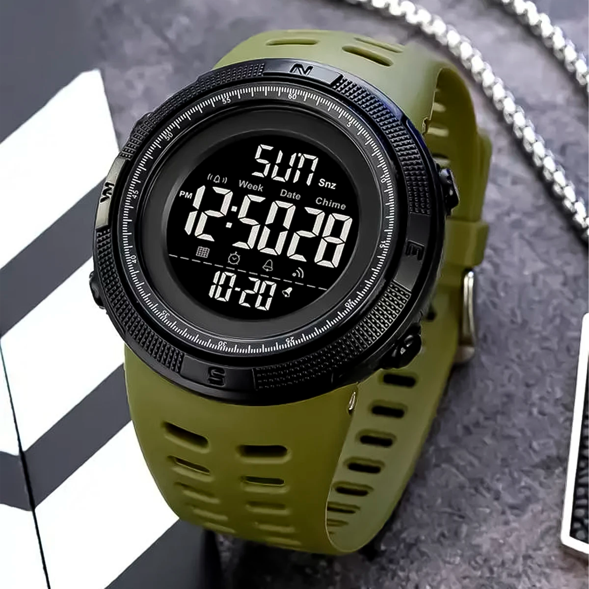 RELOJ SKMEI SILICONA VERDE CON NEGRO SKM-2