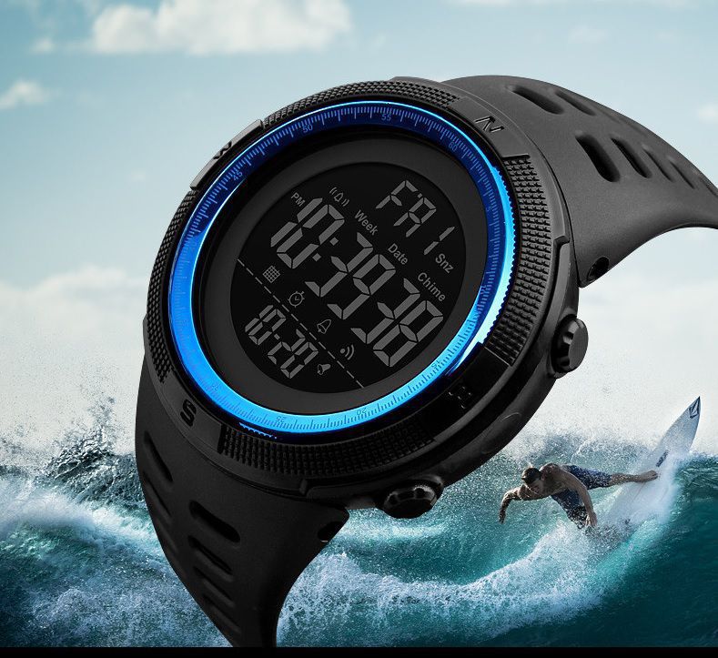 RELOJ SKMEI SILICONA NEGRO CON AZUL SKM-1