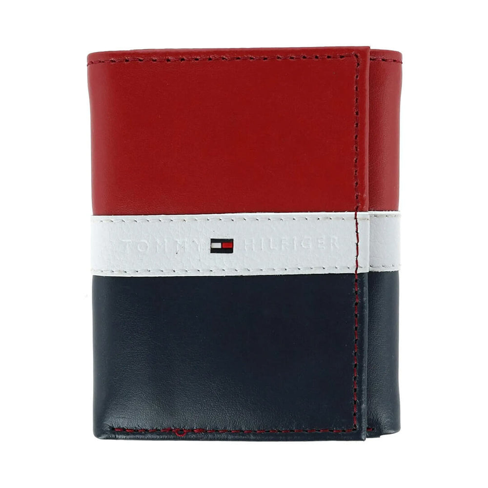 Billetera Tommy Hilfiger TOM-9 Hombre Cuero Rojo y Azul