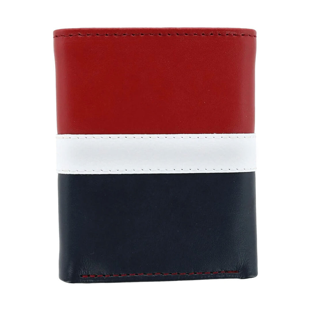 Billetera Tommy Hilfiger TOM-9 Hombre Cuero Rojo y Azul