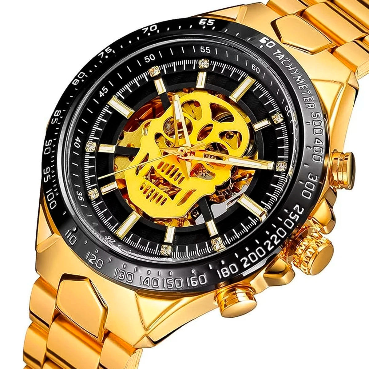 RELOJ WINNER ACERO DORADO ESQUELETO WIN-12