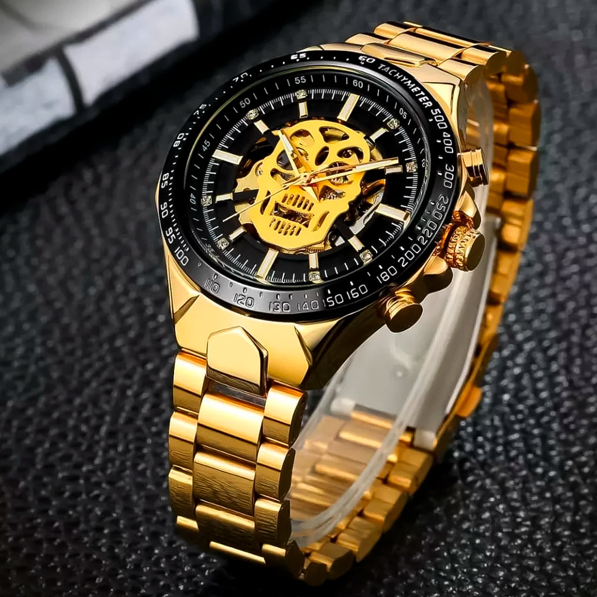 RELOJ WINNER ACERO DORADO ESQUELETO WIN-12