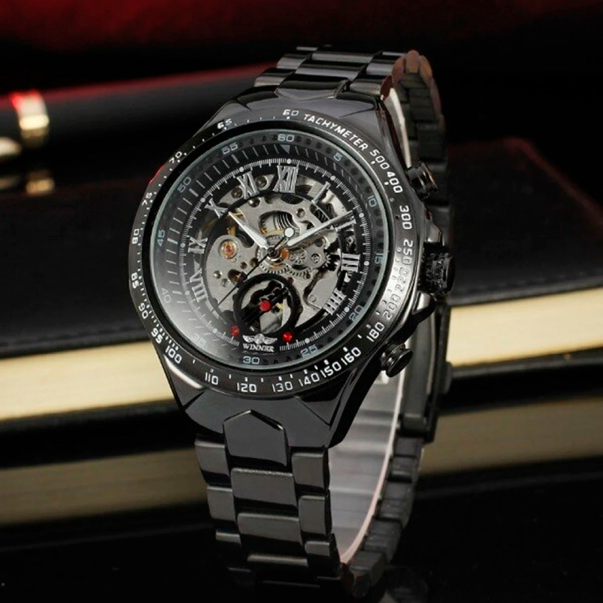 RELOJ WINNER ACERO INOXIDABLE NEGRO WIN-19