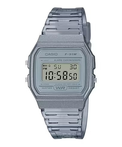 RELOJ CASIO GRIS TRANSLÚCIDO F-91WS-8D CAS-M-2