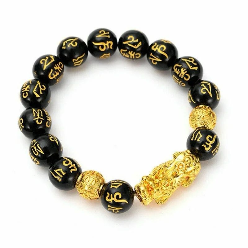 Pulsera Fen Shui JOY-17 Hombre Dorado y Negro