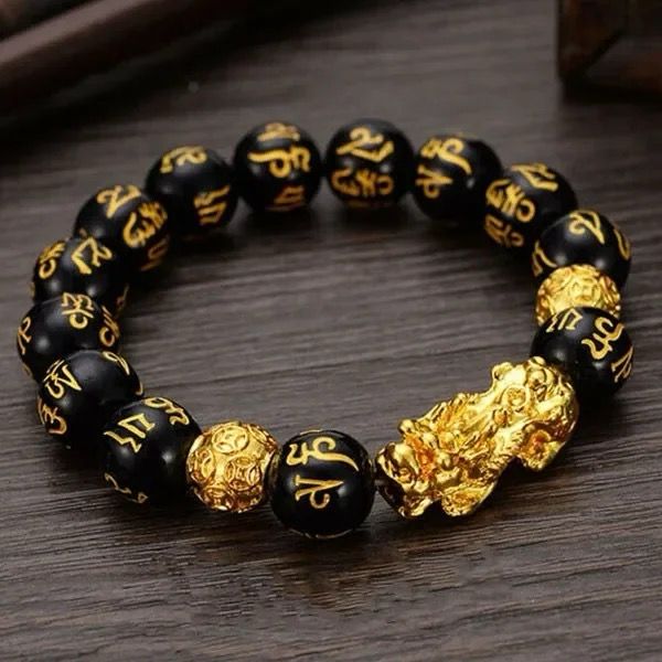 Pulsera Fen Shui JOY-17 Hombre Dorado y Negro