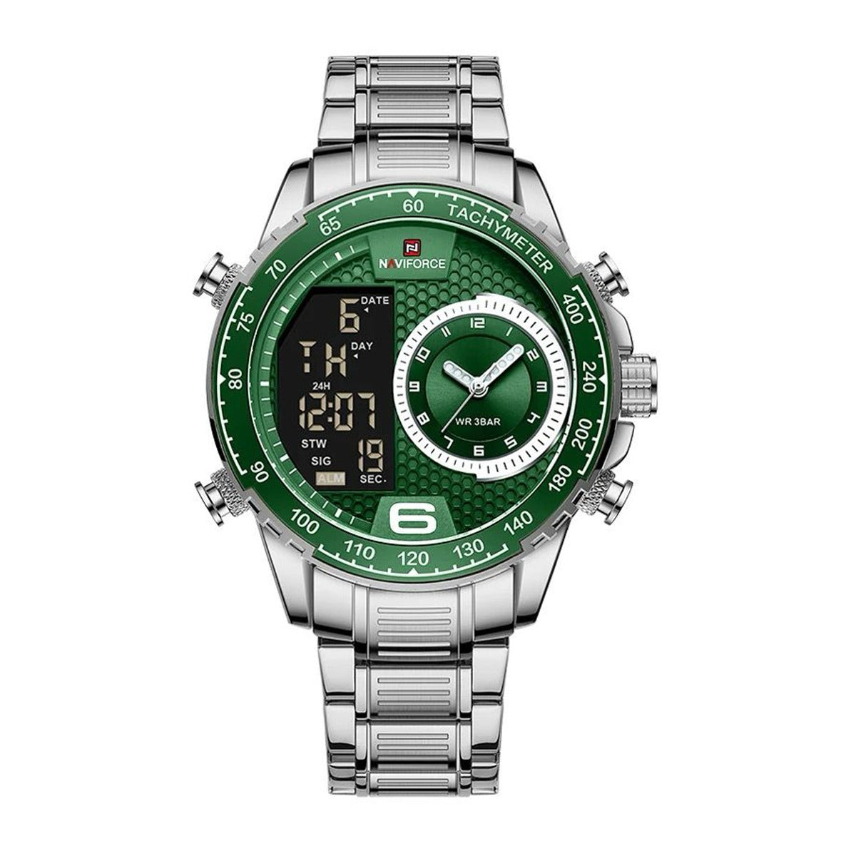 RELOJ NAVIFORCE ARO PLATA VERDE NAV-109