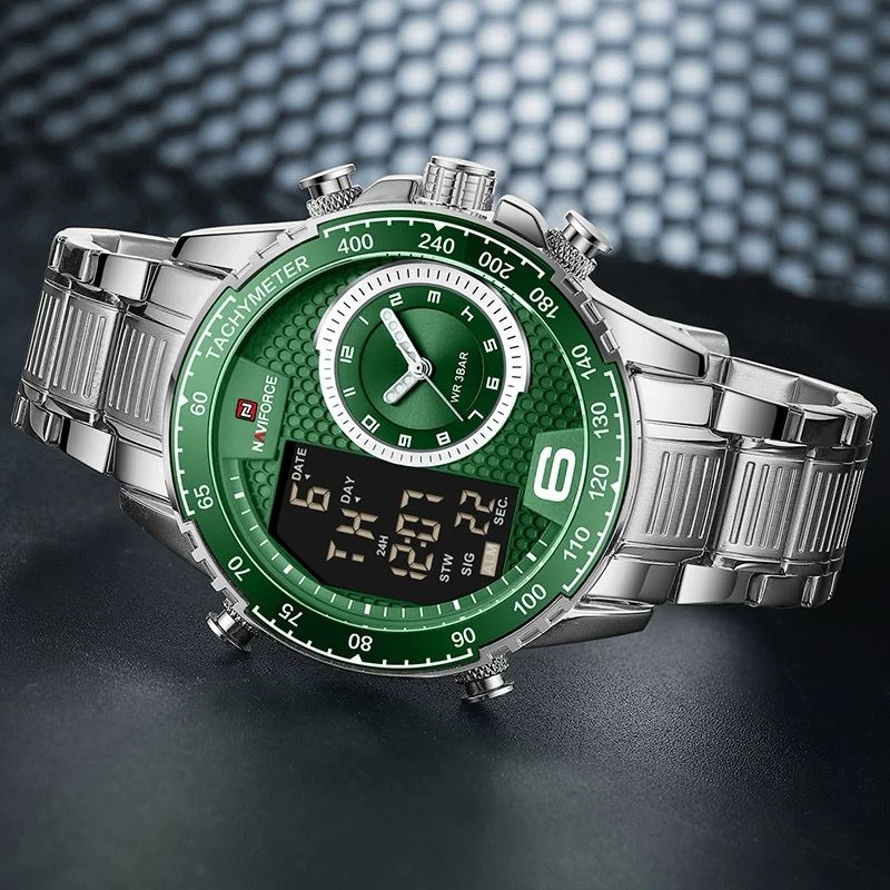 RELOJ NAVIFORCE ARO PLATA VERDE NAV-109