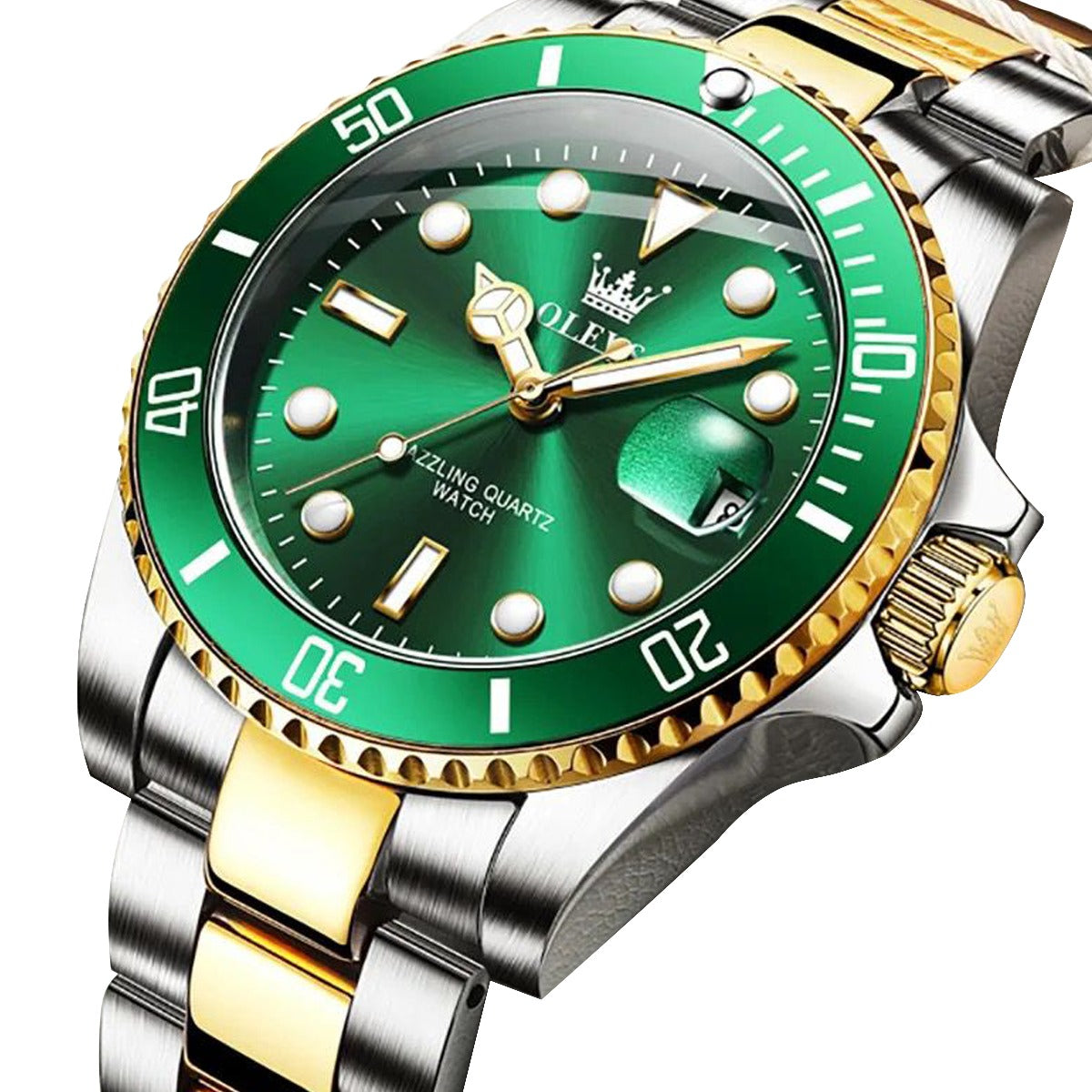 RELOJ OLVS PLATEADO VERDE OLV-8